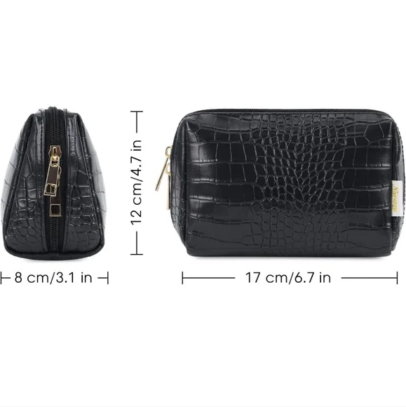 Faux Croc Vegan Leather Makeup Case - Picture 3 of 10